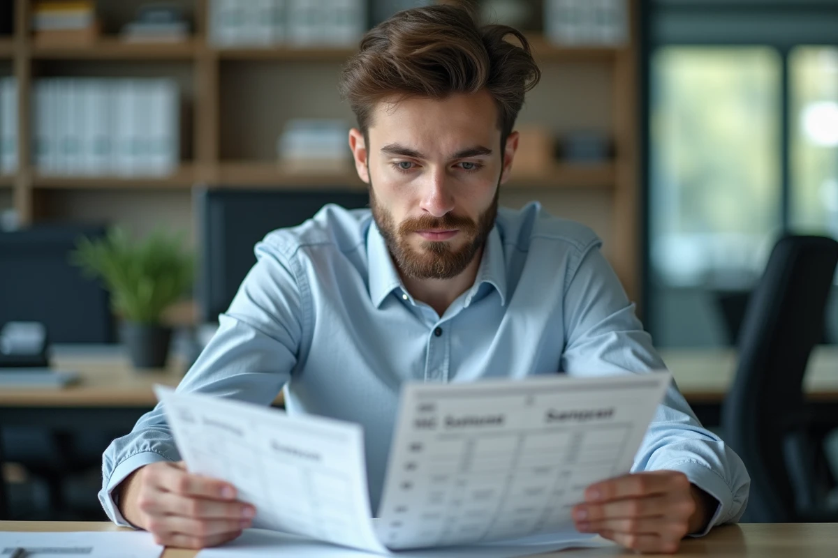 Jeune agent administratif examinant un graphique de salaires