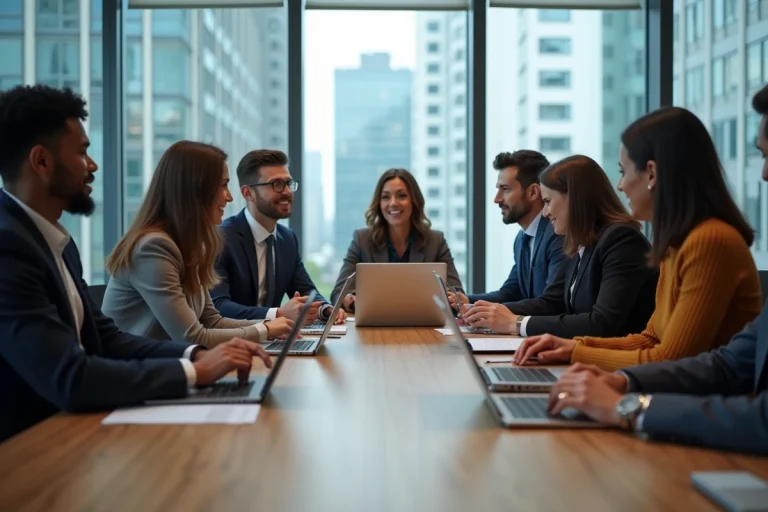 Groupe de professionnels en réunion de travail en entreprise