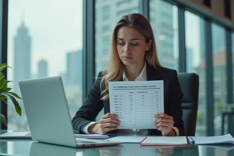 Femme d'affaires concentrée sur un graphique de conversion