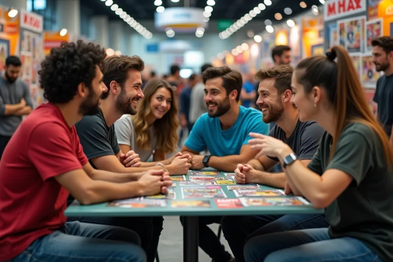Jeunes adultes lors d une convention de bande dessinée